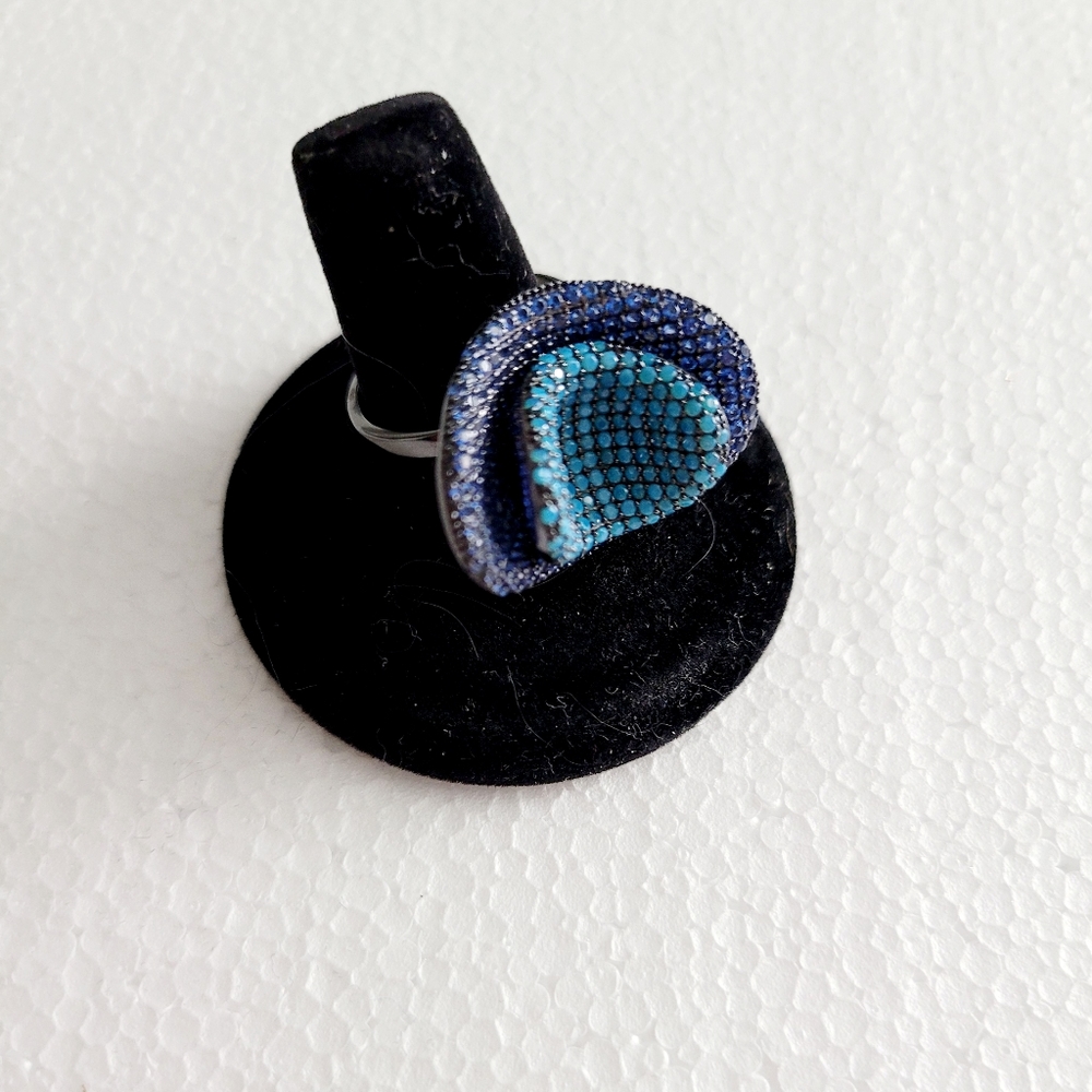 ⭐️Statement blue crystal adjustable Ring from Greece ⭐️Final sale price